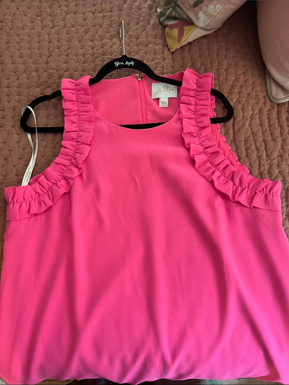 Lilly Pulitzer Hot Pink Ruffle Shoulder Sleeveless Camisole